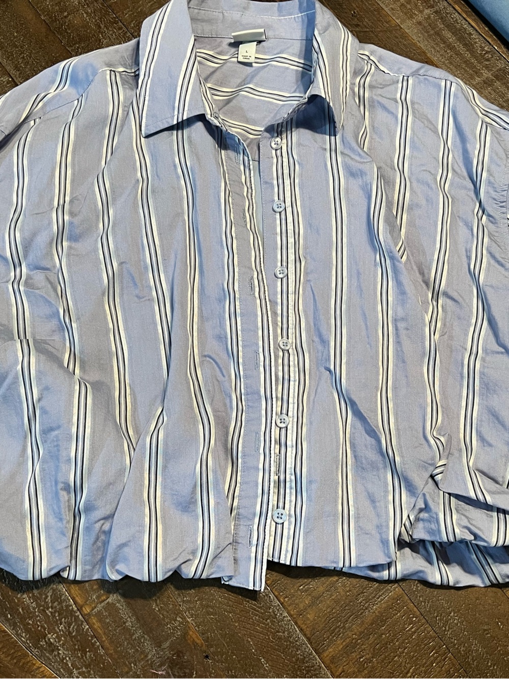 a new day Blue and White Vertical Stripe Button-Down Shirt